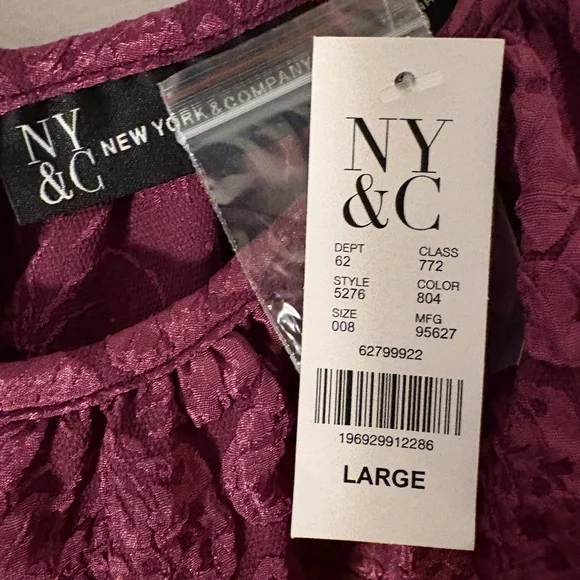 NWT NY & CO Textured Puff-Sleeve Shift Dress Size Large - Picture 10 of 12